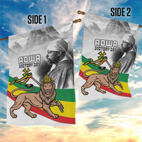 Adwa Victory Day Garden Flag Menelik II and Mount Soloda - Lion Of Judah