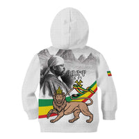 Adwa Victory Day Kid Hoodie Menelik II and Mount Soloda - Lion Of Judah