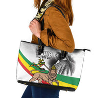 Adwa Victory Day Leather Tote Bag Menelik II and Mount Soloda - Lion Of Judah
