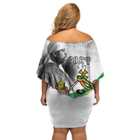Adwa Victory Day Off Shoulder Short Dress Menelik II and Mount Soloda - Lion Of Judah