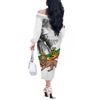 Adwa Victory Day Off The Shoulder Long Sleeve Dress Menelik II and Mount Soloda - Lion Of Judah