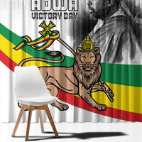 Adwa Victory Day Window Curtain Menelik II and Mount Soloda - Lion Of Judah - Wonder Print Shop