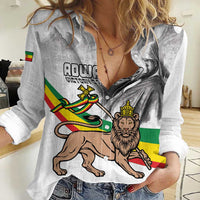 Adwa Victory Day Women Casual Shirt Menelik II and Mount Soloda - Lion Of Judah - Wonder Print Shop
