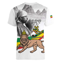 Adwa Victory Day Women V-Neck T-Shirt Menelik II and Mount Soloda - Lion Of Judah - Wonder Print Shop