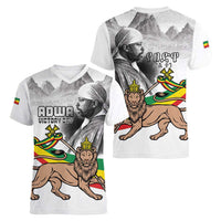Adwa Victory Day Women V-Neck T-Shirt Menelik II and Mount Soloda - Lion Of Judah - Wonder Print Shop