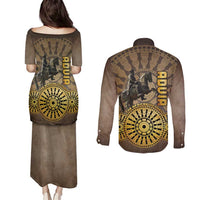 Adwa Victory of Ethiopia Couples Matching Puletasi and Long Sleeve Button Shirt African Victory In The Age Of Empire