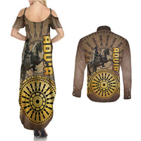Adwa Victory of Ethiopia Couples Matching Summer Maxi Dress and Long Sleeve Button Shirt African Victory In The Age Of Empire