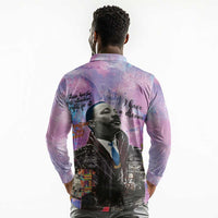 Martin Luther King Jr Long Sleeve Polo Shirt I Have a Dream Graffiti Style - Wonder Print Shop