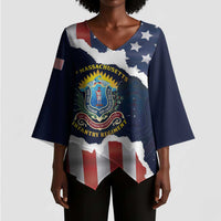 Personalized 54th Massachusetts Infantry Regiment Kimono Sleeve Blouse American Flag Heritage - Wonder Print Shop