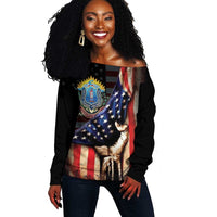 54th Massachusetts Infantry Regiment Off Shoulder Sweater Flag of Freedom - Wonder Print Shop
