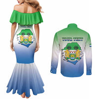 Personalised Sierra Leone Couples Matching Mermaid Dress and Long Sleeve Button Shirt Happy Independence Day