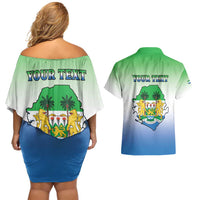 Personalised Sierra Leone Couples Matching Off Shoulder Short Dress and Hawaiian Shirt Happy Independence Day