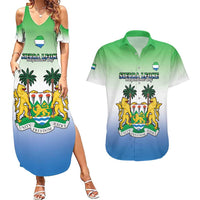 Personalised Sierra Leone Couples Matching Summer Maxi Dress and Hawaiian Shirt Happy Independence Day