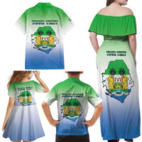 Personalised Sierra Leone Family Matching Off Shoulder Maxi Dress and Hawaiian Shirt Happy Independence Day