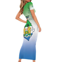 Personalised Sierra Leone Short Sleeve Bodycon Dress Happy Independence Day