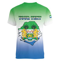 Personalised Sierra Leone Women V-Neck T-Shirt Happy Independence Day