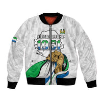 Personalised Sierra Leone Independence Day Bomber Jacket Map With Kente Pattern