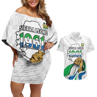 Personalised Sierra Leone Independence Day Couples Matching Off Shoulder Short Dress and Hawaiian Shirt Map With Kente Pattern