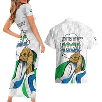 Personalised Sierra Leone Independence Day Couples Matching Short Sleeve Bodycon Dress and Hawaiian Shirt Map With Kente Pattern