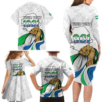 Personalised Sierra Leone Independence Day Family Matching Long Sleeve Bodycon Dress and Hawaiian Shirt Map With Kente Pattern