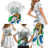 Personalised Sierra Leone Independence Day Family Matching Short Sleeve Bodycon Dress and Hawaiian Shirt Map With Kente Pattern
