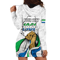 Personalised Sierra Leone Independence Day Hoodie Dress Map With Kente Pattern