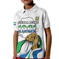 Personalised Sierra Leone Independence Day Kid Polo Shirt Map With Kente Pattern