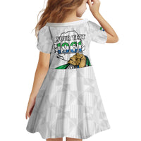 Personalised Sierra Leone Independence Day Kid Short Sleeve Dress Map With Kente Pattern