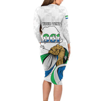 Personalised Sierra Leone Independence Day Long Sleeve Bodycon Dress Map With Kente Pattern