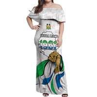 Personalised Sierra Leone Independence Day Off Shoulder Maxi Dress Map With Kente Pattern