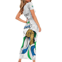 Personalised Sierra Leone Independence Day Short Sleeve Bodycon Dress Map With Kente Pattern