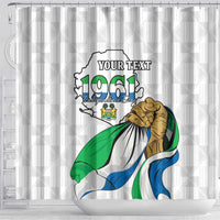 Personalised Sierra Leone Independence Day Shower Curtain Map With Kente Pattern