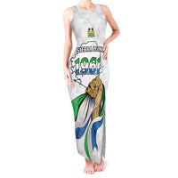 Personalised Sierra Leone Independence Day Tank Maxi Dress Map With Kente Pattern