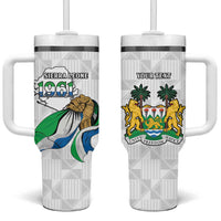 Personalised Sierra Leone Independence Day Tumbler With Handle Map With Kente Pattern