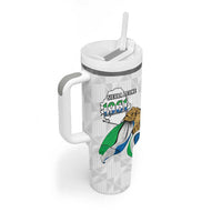 Personalised Sierra Leone Independence Day Tumbler With Handle Map With Kente Pattern