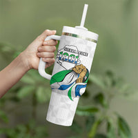 Personalised Sierra Leone Independence Day Tumbler With Handle Map With Kente Pattern