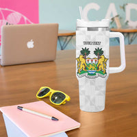 Personalised Sierra Leone Independence Day Tumbler With Handle Map With Kente Pattern