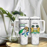 Personalised Sierra Leone Independence Day Tumbler With Handle Map With Kente Pattern