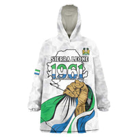 Personalised Sierra Leone Independence Day Wearable Blanket Hoodie Map With Kente Pattern