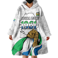 Personalised Sierra Leone Independence Day Wearable Blanket Hoodie Map With Kente Pattern