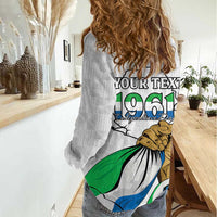 Personalised Sierra Leone Independence Day Women Casual Shirt Map With Kente Pattern