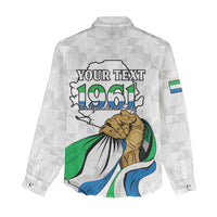 Personalised Sierra Leone Independence Day Women Casual Shirt Map With Kente Pattern