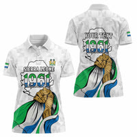 Personalised Sierra Leone Independence Day Women Polo Shirt Map With Kente Pattern