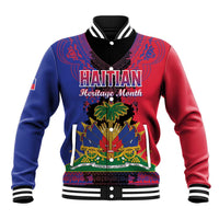 Personalised Haitian Heritage Month Baseball Jacket Citadelle Laferriere Dashiki Pattern