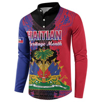 Personalised Haitian Heritage Month Button Sweatshirt Citadelle Laferriere Dashiki Pattern