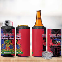 Personalised Haitian Heritage Month 4 in 1 Can Cooler Tumbler Citadelle Laferriere Dashiki Pattern