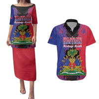 Personalised Haitian Heritage Month Couples Matching Puletasi and Hawaiian Shirt Citadelle Laferriere Dashiki Pattern