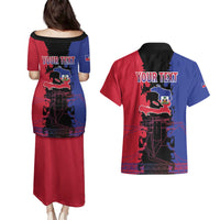 Personalised Haitian Heritage Month Couples Matching Puletasi and Hawaiian Shirt Citadelle Laferriere Dashiki Pattern