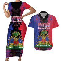 Personalised Haitian Heritage Month Couples Matching Short Sleeve Bodycon Dress and Hawaiian Shirt Citadelle Laferriere Dashiki Pattern