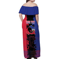 Personalised Haitian Heritage Month Family Matching Off Shoulder Maxi Dress and Hawaiian Shirt Citadelle Laferriere Dashiki Pattern